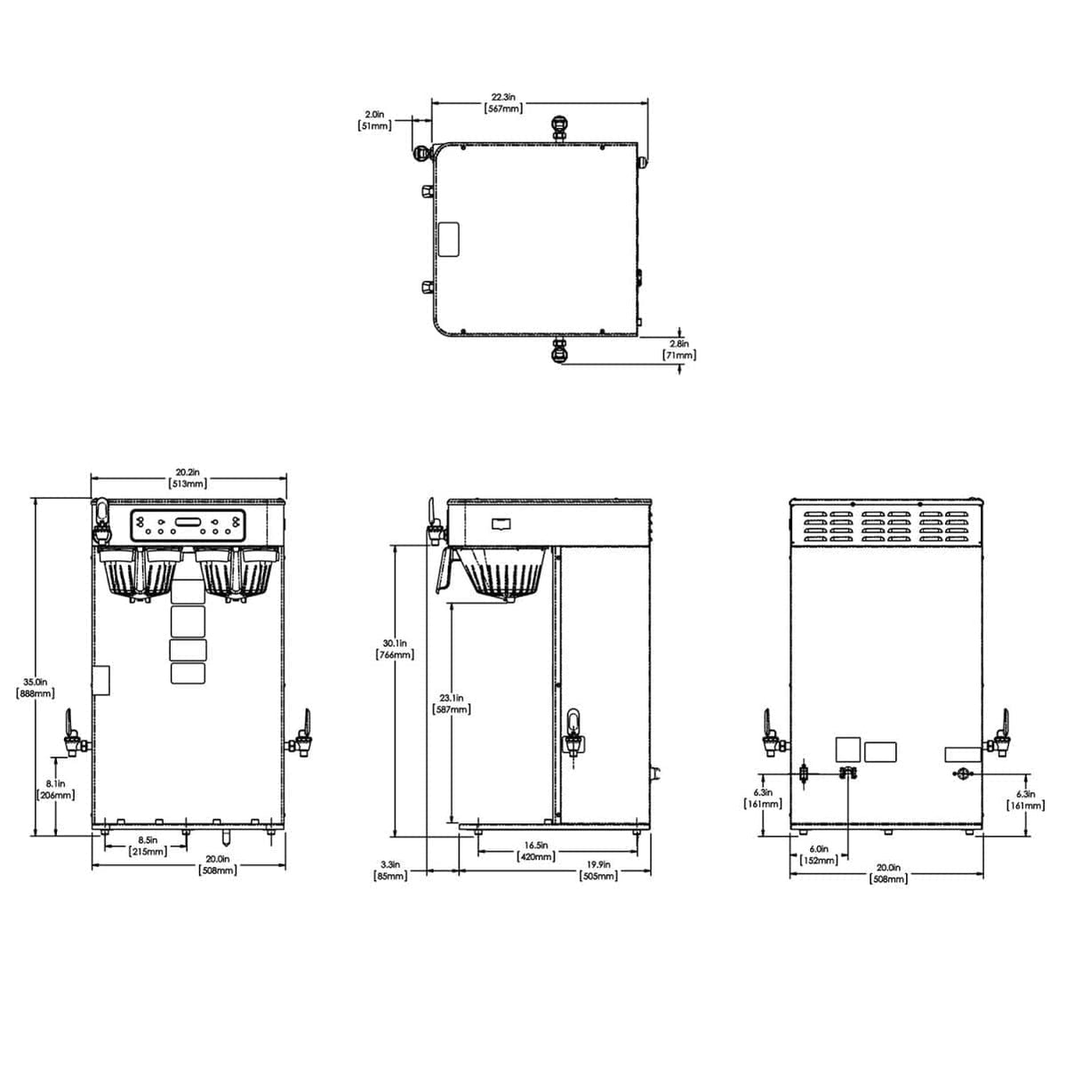 Bunn ICB Tall Infusion Twin Coffee Brewer 120/240v 53200.0101