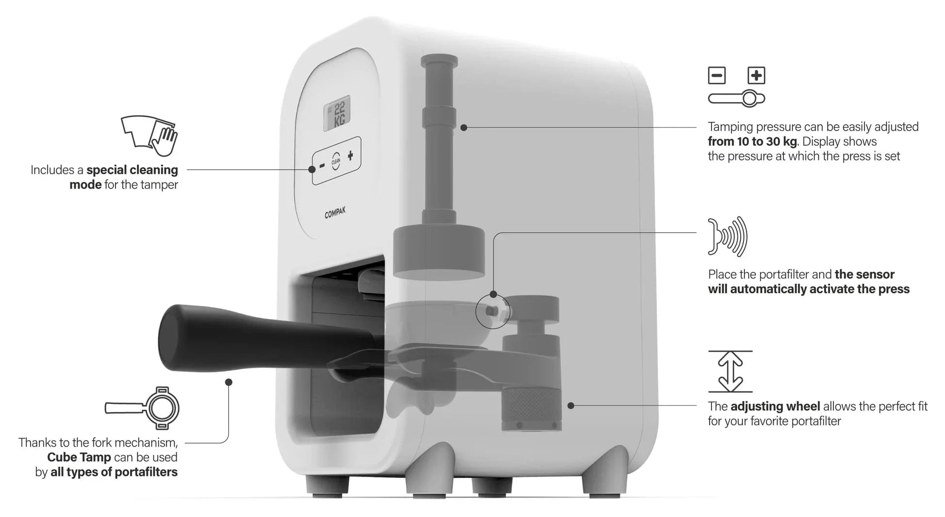 Compak Cube Automatic Coffee Tamper