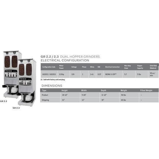 Fetco GR-2.3 Dual Hopper Coffee Grinder G02013